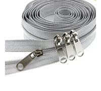 Argent Métalliques Nylon Fermeture Éclair 9 Metres - Comprenant 20 Curseurs - pour Couture Artisanat,Vêtements,Fait Main SHUNLI