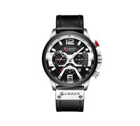 (Argent Noir) CURREN Marque de luxe Hommes Analogique Cuir Montres de Sport Hommes Armée Militaire Montre