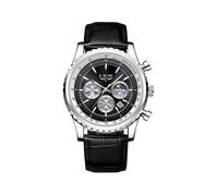 (Argent Noir L) Montre de luxe pour adulte 2025, à quartz, étanche, lumineuse, avec date et chronographe,