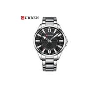 (argent noir) Montre homme Curren marque de luxe simple affaires quartz bracelet en acier inoxydable