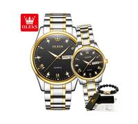 (argent or noir 2 px)Olevs Diamond His Hers Ensembles de montres pour hommes et femmes Top marque de