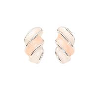 Argent plaqué dégradé émail rose torsadé boucles d'oreilles pour les femmes, boucles d'oreilles en forme de spirale de bonbons, élégant léger mode bijoux cadeau pour elle