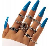 Argent RETRO PUNK BOHO 74 JEU DE BAGUES RETRO