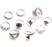 Argent RETRO PUNK BOHO 95 JEU DE BAGUES RETRO