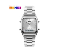 (Argent) SKMEI 1220 Hommes Digital Dual Time Sports Chronographe 3 bars Étanche Quartz Montres-bracelets
