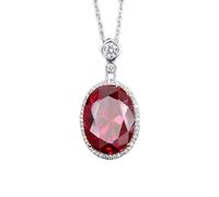 Argent Solide 20 mm Ruby Sapphire Colliers Pendentif en Pierre précieuse pour Femmes Bijoux de Mariage féminin