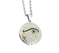 Argent sterling 925 ancienne Egypte amulette hommes femmes, classique AllASeeing A Shiny CZ Eye Ra Illuminati collier pour Halloween Noël