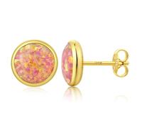 Argent Sterling 925 Boucles d'oreilles Opale Multicolores Boucles d'oreilles à Clous Oval Rondes Opale Hypoallergéniques Bijoux Cadeaux pour Femmes 5/6/7/8 mm