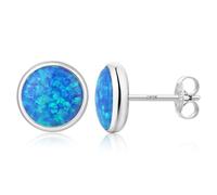 Argent Sterling 925 Boucles d'oreilles Opale Multicolores Boucles d'oreilles à Clous Oval Rondes Opale Hypoallergéniques Bijoux Cadeaux pour Femmes 5/6/7/8 mm