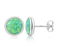 Argent Sterling 925 Boucles d'oreilles Opale Multicolores Boucles d'oreilles à Clous Oval Rondes Opale Hypoallergéniques Bijoux Cadeaux pour Femmes 5/6/7/8 mm