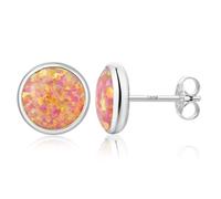 Argent Sterling 925 Boucles d'oreilles Opale Multicolores Boucles d'oreilles à Clous Oval Rondes Opale Hypoallergéniques Bijoux Cadeaux pour Femmes 5/6/7/8 mm