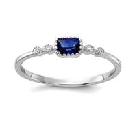 Argent sterling 925 plaqué rhodium avec spinelle bleue et saphir blanc 0,02 cr. Mesure 1,62 mm de large. Bijoux pour femmes - Options de longueur : 15, 18, 20, 0.60 centimeters, Pierre précieuse Métal