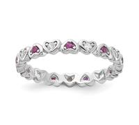 Argent sterling 925 plaqué rhodium - Rubis créés en laboratoire et saphir blanc .27cr. Il mesure 2,64 mm de large - Bijoux pour femme - Options de longueur : 15, 18, 20, Rubis