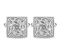 Argent sterling carré celtique Boutons de manchette avec boîte cadeau