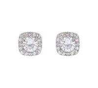 Argent sterling plaqué Halo coussin CZ Stud boucles d'oreilles pour les femmes-grand centre Pierre Micro-Pavé frontière Sparkle boucles d'oreilles, hypoallergénique formel et quotidien bijoux cadeau