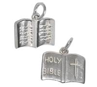 Argent sterling Sainte Bible Charm Livre ouvert Croix Christian