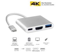 Argent - Thunderbolt 3 adaptateur USB Type C Hub HDMI compatible 4K support Samsung Dex mode USB-C Dock avec PD pour MacBook Pro/Air 2021.
