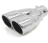 Argent universel double embout ovale Acier échappement tuyau échappement voiture