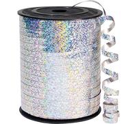 Argenté, 0,5 Cm X 200 M Pour Travaux Manuels, Ondulé Irisé, Métallique Brillant Pour Emballage Cadeau, Ruban Pour Ficelle De Ballons, Cheveux, Fleur De Fleuriste (1 Rouleau), Ribbon