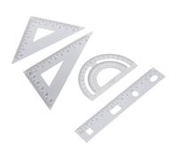Argenté Ensemble de Règles Métalliques, en Alliage D’aluminium | Kit Compact pour École, Règle Droite, Plaque Triangulaire et Demi-arc, Enseignants et Ingénieurs
