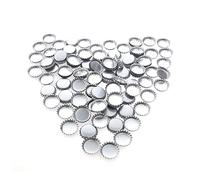 Argentées Capsules de Bouteilles Plates en Acier 100 Pièces pour Bricolage | Surface Lisse sans Mots ni Images, Lot Prêt à Décorer, pour Scrapbooking et Créations Bijoux Adultes