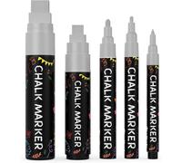 Argentés Crayons À Craie 5 Marqueurs Effaçables À Sec Argentés - Pack De Variétés - Pointes Fine Et Géante (1mm, 3mm, 6mm, 10mm, 15mm) - Aimé Par Enseignants, Artistes Et Entreprises