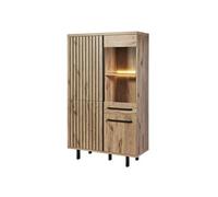ROMY - Argentier 4 Portes 1 Tiroir Aspect Bois Finition Canyon Oak Effet Tasseaux -
