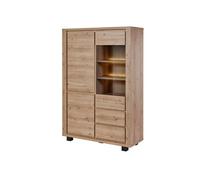Argentier 4 portes dont 1 vitrée avec éclairage leds aspect bois finition Hudson Oak - URIDSON -