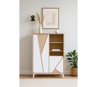 Argentier-bar moderne 2 portes coloris bois et blanc OSTENDE