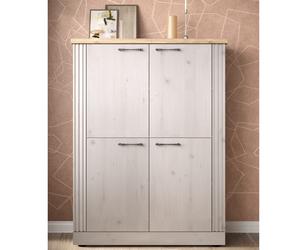 Argentier-bar moderne 4 portes coloris chêne naturel YANIS