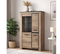 Argentier moderne en bois avec porte vitrée LED OLIVE