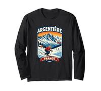 Argentière France Ski Resort Montagne Voyage Graphique Manche Longue