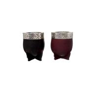 Argentine Imperial Mate Gourde en cuir doublé avec virole ciselée en nickel argenté (Noir)