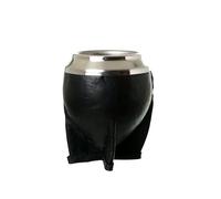 Argentine Mate Gourde Torpedo recouverte de cuir avec virole lisse en acier inoxydable (Noir)