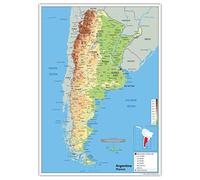Argentine physique carte - Papier laminé [GA] A1 Size 59.4 x 84.1 cm