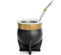 Argentine Yerba Mate Tasse avec paille et brosse de nettoyage Noir, Gourde Mate