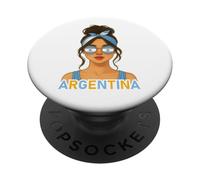 Argentinian Girl Argentina Flag Argentinian Girlfriend Wife PopSockets PopGrip Adhésif