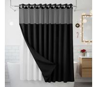 ARGIGU Rideau de douche à tissage gaufré sans crochets avec doublure à clipser Noir g