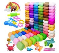 Argile Autodurcissante 100 Couleurs Ultra Souple 100 Blocs avec 13 Outils Créatifs, Modélisation Artisanale Séchage à l’Air Sans Cuisson, Activité Éducative Cadeau Enfant