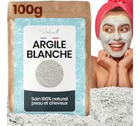 Argile Blanche en Poudre 100g - Masque Visage Anti-Acné - Soin Visage Naturel pour Peaux Sensibles - Argile Kaolin Surfine - Masque Purifiant Visage Homme Femme
