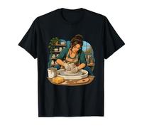 Argile de centrage des Mains à côté d'une éponge et d'une Nervure en Bois T-Shirt