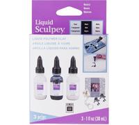 Polyform Sculpey Liquid Basics 3/pkg-Clear, Black, White, Claire