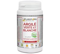 Argile verte et blanche Labofloral 150 gélules dosées à 420 mg - Complément alimentaire - vertus purifiantes et apaisantes du système digestif, cure détox- Fabriqué en France