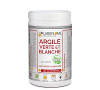 Argile verte et blanche Labofloral 500 gélules dosées à 420 mg - Complément alimentaire - vertus purifiantes et apaisantes du système digestif, cure détox- Fabriqué en France