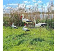 Argo Decor Grande Famille de 4 Cigognes de Jardin (Kit Complet : Grande, Moyenne, Petite & Classique) Sculpture Statue Figure