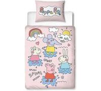 Character World Peppa Pig Parure de lit Officielle pour lit d'enfant | Design ludique réversible Double Face avec taie d'oreiller Assortie | Polycoton