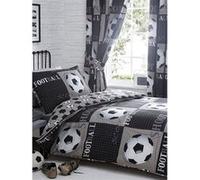 Shoot Parure de lit Housse de couette et taie d'oreiller Motif football Coton/polyester Gris Simple