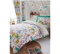 Ensemble housse de couette junior - Amusement dans la jungle - 120x150 cm - Design réversible - Lavable en machine
