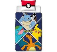 Character World Pokémon Parure de lit Simple avec Housse de Couette réversible 2 Faces Motif Personnages Pikachu avec taie d'oreiller Assortie | Parfait pour Chambre d'enfant | Polycoton