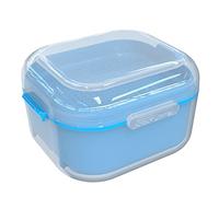 ARGOMAX Boîte à prothèses dentaires - Avec tamis, nettoyage, trempage et rangement de prothèses dentaires et autres outils buccaux (bleu clair)